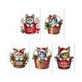 10 Handmade Christmas Cards Notecards 4x6 with Envelopes Blank Folded Meowy Cat