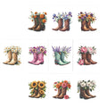 10 handmade cowgirl boots and flowers greeting cards notecards