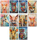 10 Handmade Abstract Animals – Blank Inside – Folded 4x6 Every Occasion Cards with White Envelopes