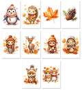 10 Handmade Autumn Animals – Blank Inside – Folded 4x6 Every Occasion Cards with White Envelopes
