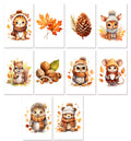10 Handmade Autumn Animals – Blank Inside – Folded 4x6 Every Occasion Cards with White Envelopes