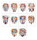 10 Handmade Watercolor Dreamcatcher Notecards – Blank Inside – Folded 4x6 Every Occasion Cards with White Envelopes