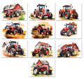 10 Handmade Farm Tractors – Blank Inside – Folded 4x6 Every Occasion Cards with White Envelopes