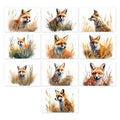 10 Handmade Watercolor Foxes Notecards – Blank Inside – Folded 4x6 Every Occasion Cards with White Envelopes