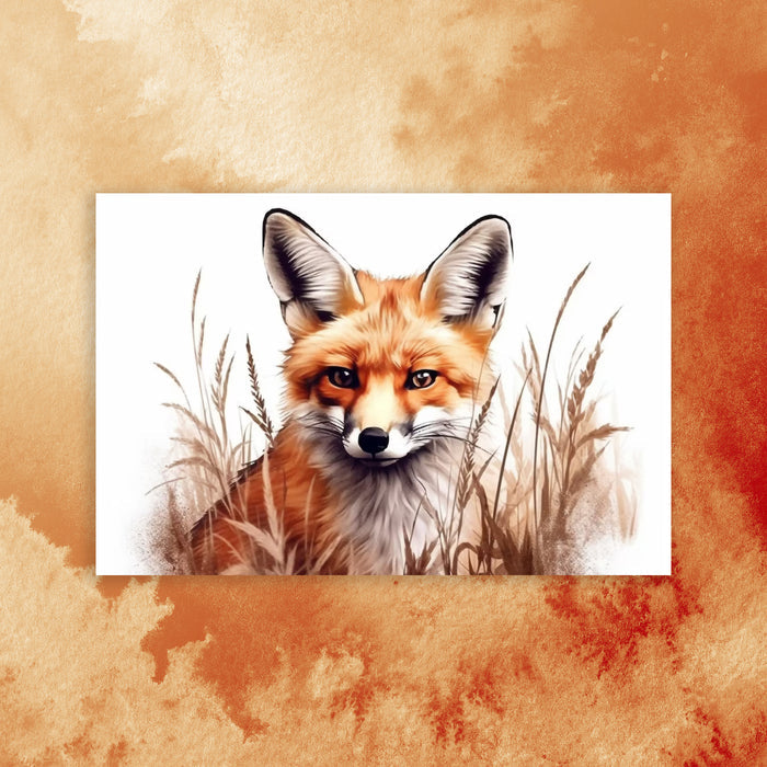 10 Handmade Watercolor Foxes Notecards – Blank Inside – Folded 4x6 Every Occasion Cards with White Envelopes