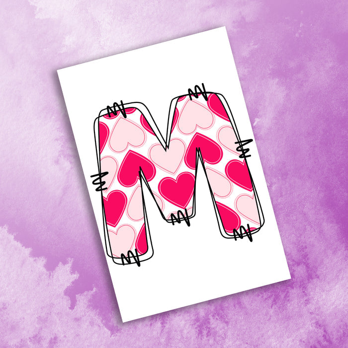10 Handmade Heart Doodle Letters – Blank Inside – Folded 4x6 Every Occasion Cards with White Envelopes
