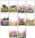 10 Handmade Watercolor Wildflowers – Blank Inside – Folded 4x6 Every Occasion Cards with White Envelopes