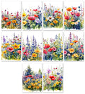 10 Handmade Watercolor Wildflowers – Blank Inside – Folded 4x6 Every Occasion Cards with White Envelopes