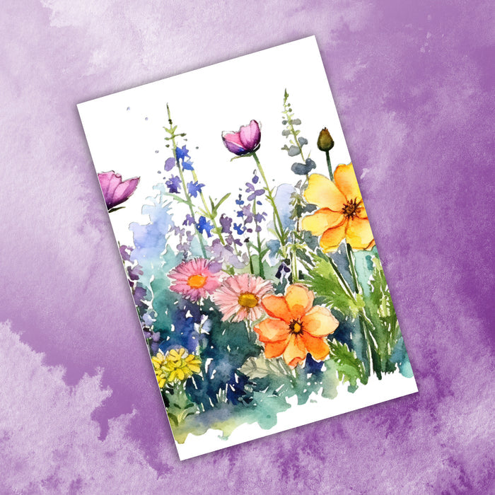 10 Handmade Watercolor Wildflowers – Blank Inside – Folded 4x6 Every Occasion Cards with White Envelopes