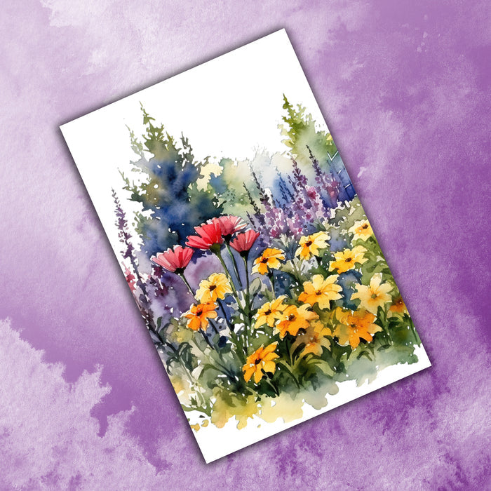 10 Handmade Watercolor Wildflowers – Blank Inside – Folded 4x6 Every Occasion Cards with White Envelopes