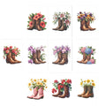 10 handmade cowgirl boots and flowers greeting cards