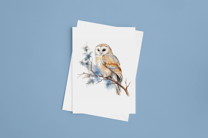Handmade notecard with owl