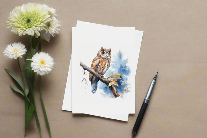 Handmade notecard with owl