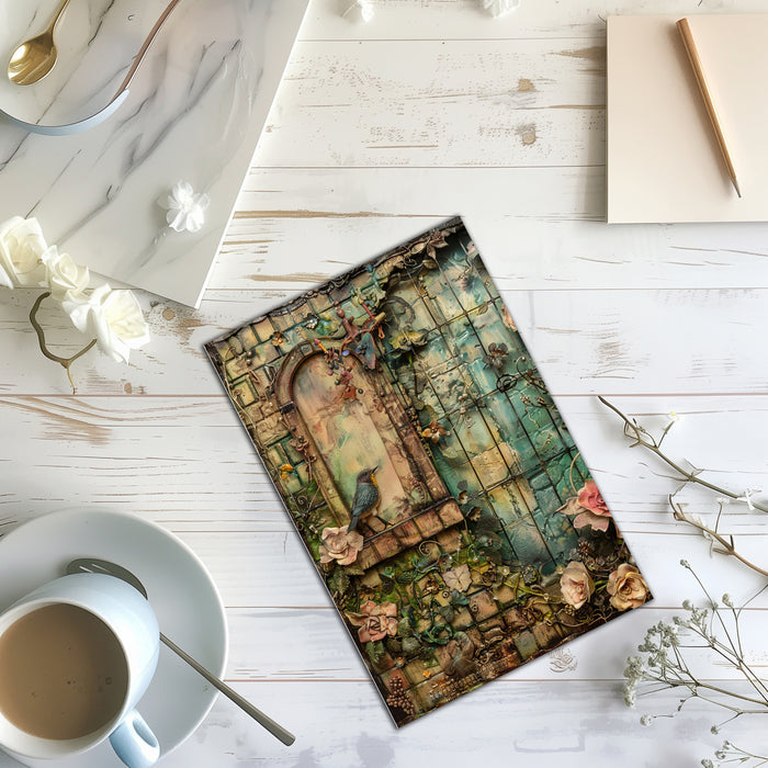 12 Handmade Victorian Gardens – Blank Inside – Folded 4x6 Every Occasion Notecards with White Envelopes