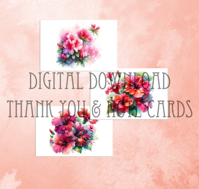 12 Printable Greeting Cards Digital Thank You Notes