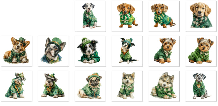 24 St Patrick's Day Dogs Handmade Stickers for Laptops, Journals, Notebooks, Scrapbooks