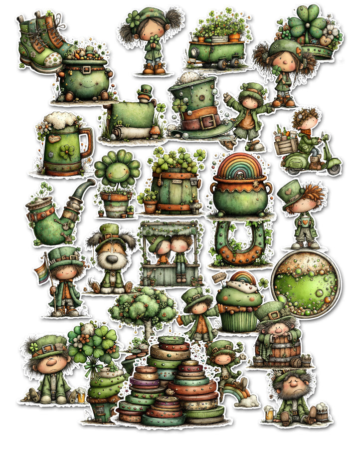 32 St Patrick's Day Handmade Stickers for Laptops, Journals, Notebooks, Scrapbooks