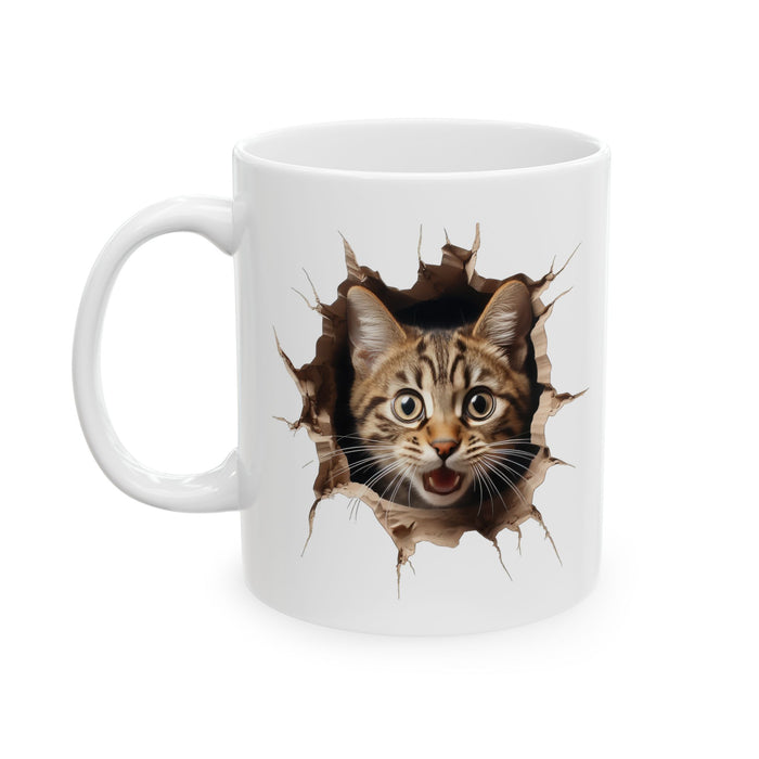3D Cat Mug Funny Cat Lover Gift – Cute Tabby Coffee Cup Novelty Present