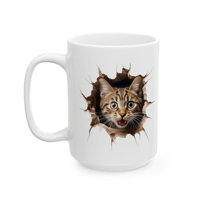 3D Cat Mug Funny Cat Lover Gift – Cute Tabby Coffee Cup Novelty Present