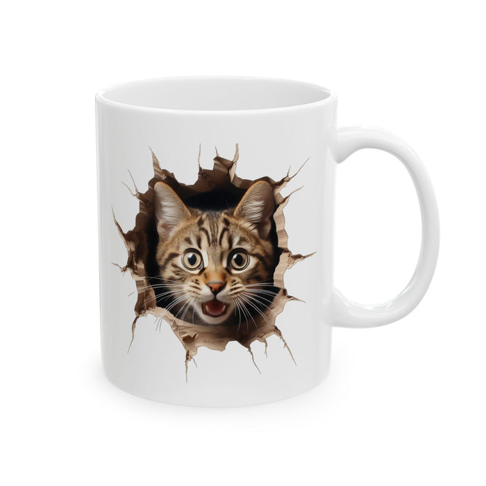 3D Cat Mug Funny Cat Lover Gift – Cute Tabby Coffee Cup Novelty Present