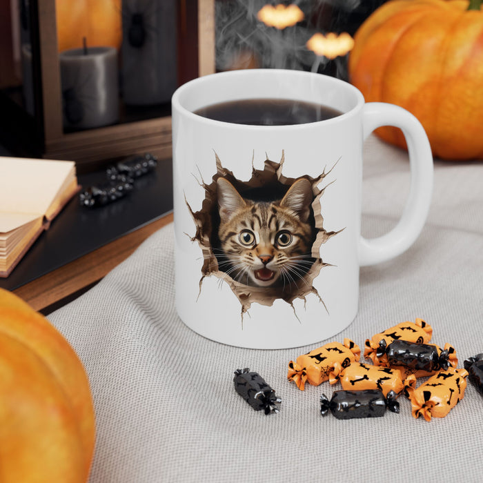 3D Cat Mug Funny Cat Lover Gift – Cute Tabby Coffee Cup Novelty Present