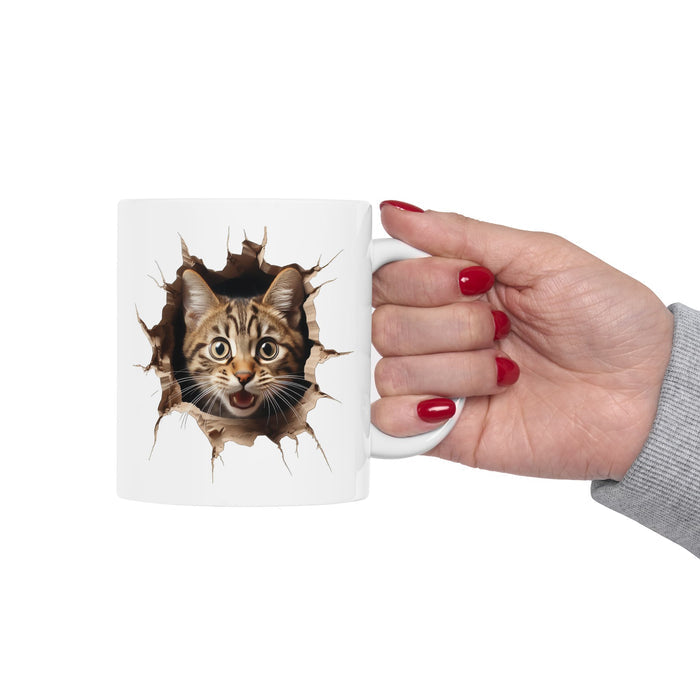 3D Cat Mug Funny Cat Lover Gift – Cute Tabby Coffee Cup Novelty Present