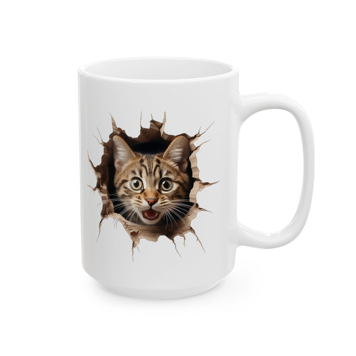 3D Cat Mug Funny Cat Lover Gift – Cute Tabby Coffee Cup Novelty Present
