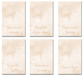 Set of six motivational cards with gold text on a beige background