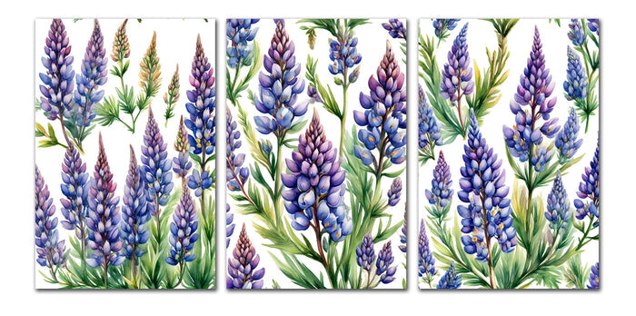 6 Handmade Lupine – Blank Inside – Folded 4x6 Every Occasion Cards with White Envelopes