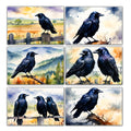 6 Handmade Ravens – Blank Inside – Folded 4x6 Every Occasion Cards with White Envelopes