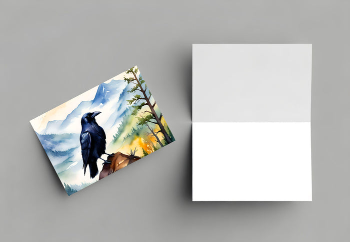 6 Handmade Ravens – Blank Inside – Folded 4x6 Every Occasion Cards with White Envelopes