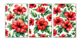 6 Handmade Red Hibiscus – Blank Inside – Folded 4x6 Every Occasion Cards with White Envelopes
