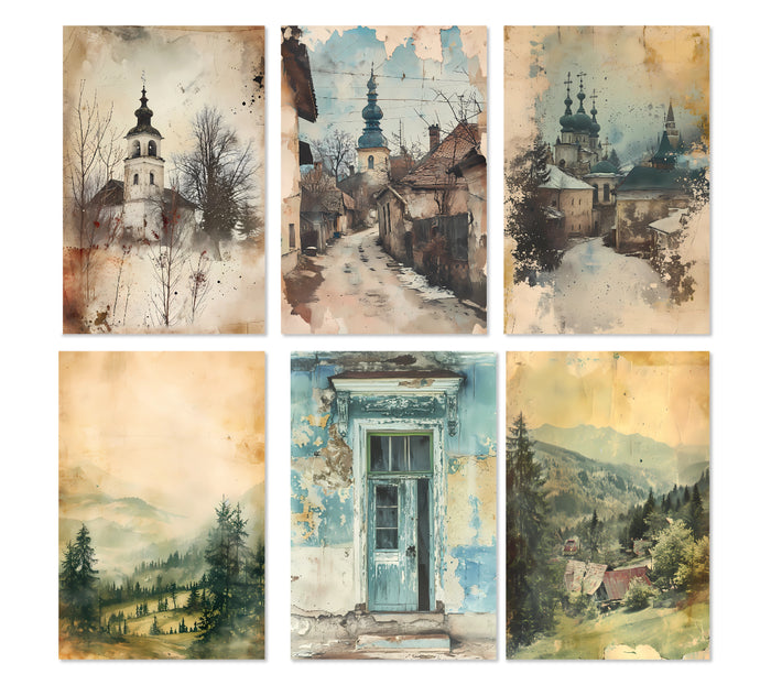 6 Ukraine Watercolor Notecards All Occasion 4x6 with Envelopes Blank Folded
