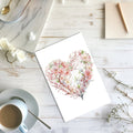 7 Watercolor Cherry Blossom Heart Notecards All Occasion 4x6 with Envelopes Blank Folded