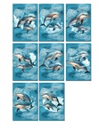 8 Dolphin Art Notecards All Occasion 4x6 with Envelopes Blank Folded
