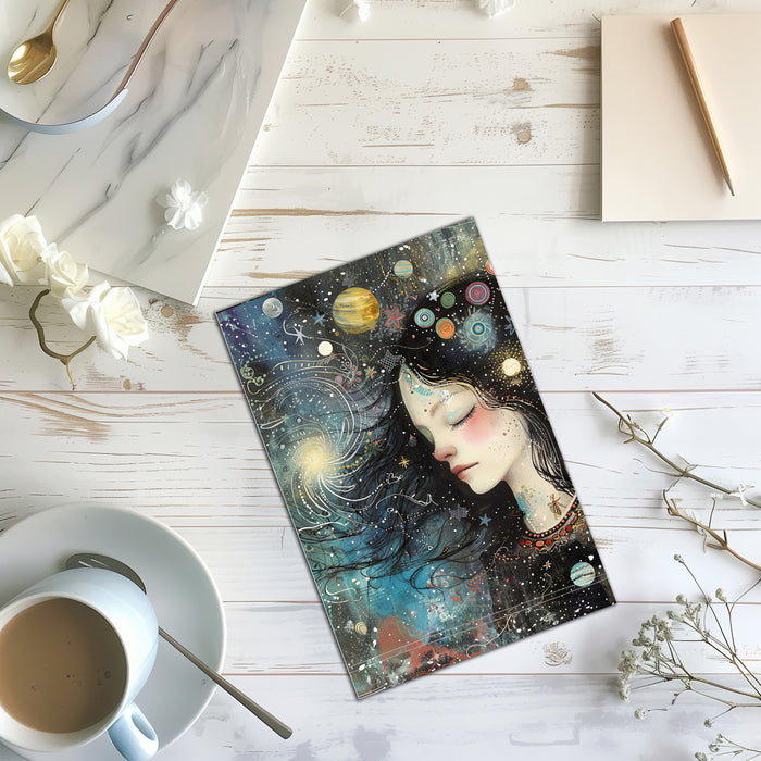 8 Handmade Faces in the Moon&nbsp; – Blank Inside – Folded 4x6 Every Occasion Cards with White Envelopes