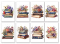 8 Handmade Floral Books – Blank Inside – Folded 4x6 Every Occasion Cards with White Envelopes