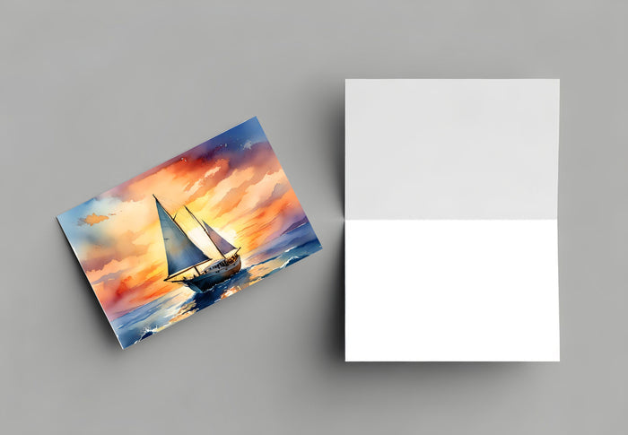 8 Handmade Sailboats – Blank Inside – Folded 4x6 Every Occasion Cards with White Envelopes