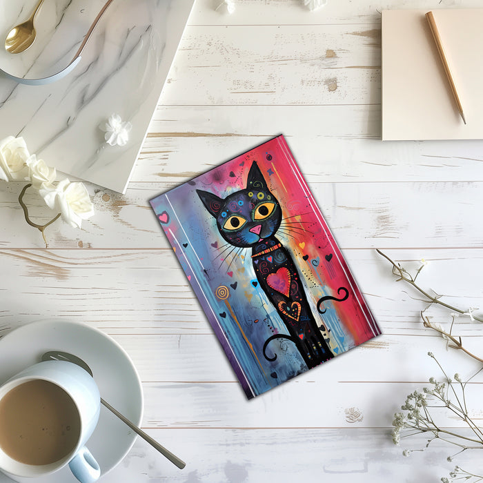 8 Handmade Whimsical Cats – Blank Inside – Folded 4x6 Every Occasion Cards with White Envelopes