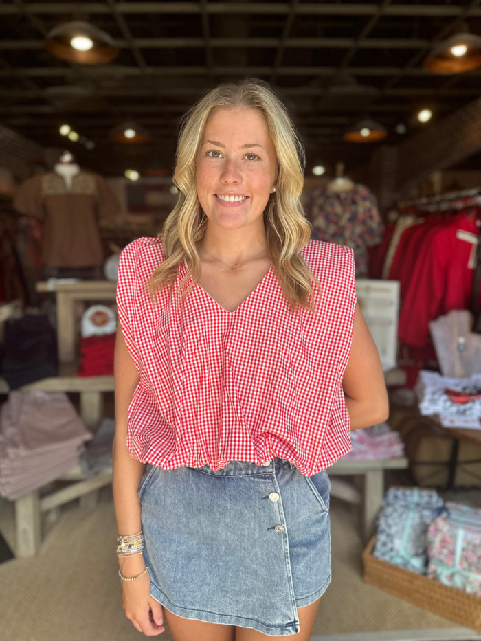 Check Poplin Bubble Top