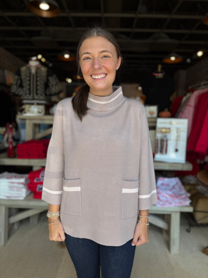 Contrast Mock Neck Sweater