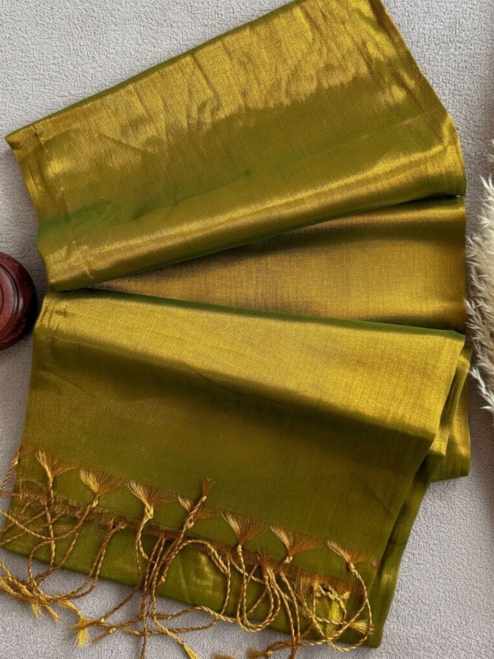 Indiehaat | Pure Tissue Cotton Handloom Saree Gold