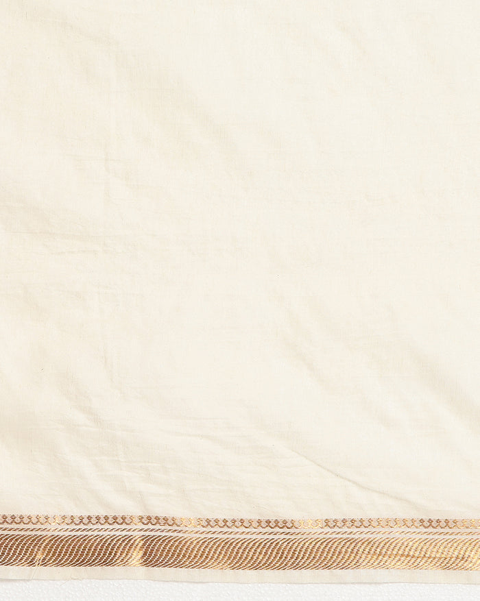Indiehaat | Silk Linen Embroidery Saree White