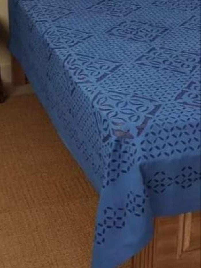 Indiehaat | Applique Double Bedsheet Blue