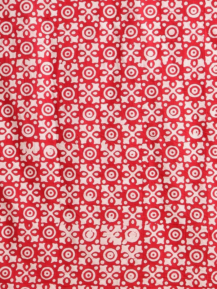 Indiehaat | Pure Mul Cotton Hand Wax Batik Suit Red