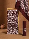 Indiehaat | Pure Mul Cotton Hand Wax Batik Suit Brown