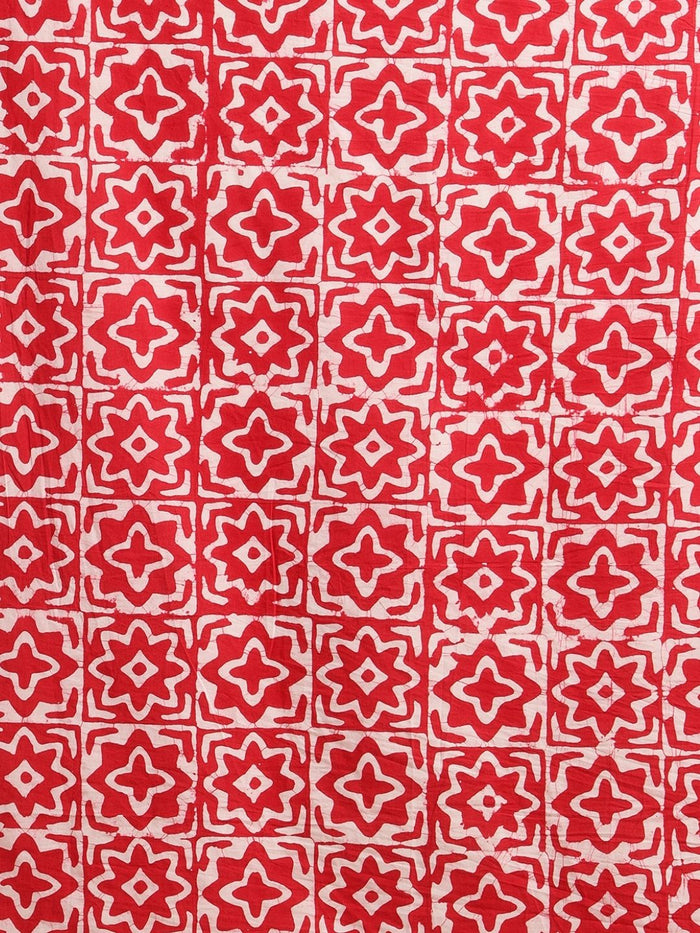 Indiehaat | Pure Mul Cotton Hand Wax Batik Suit Red