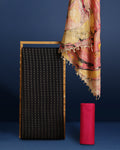Abstract Katan Silk Marble Print Black & Pink Suit (T+B+D)