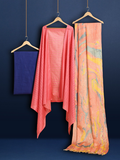 Abstract Katan Silk Tie Dyed Pink & Blue Suit (T+B+D)