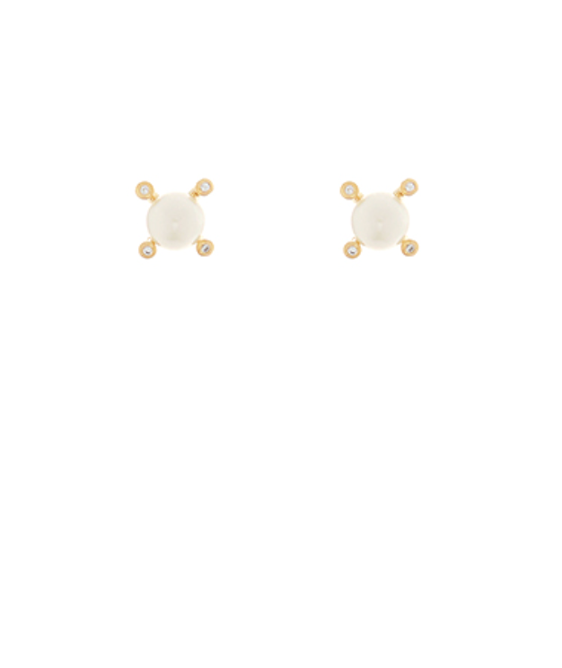 Accented CZ 6mm Pearl Studs